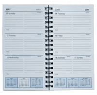 inside view of pocket size calendar